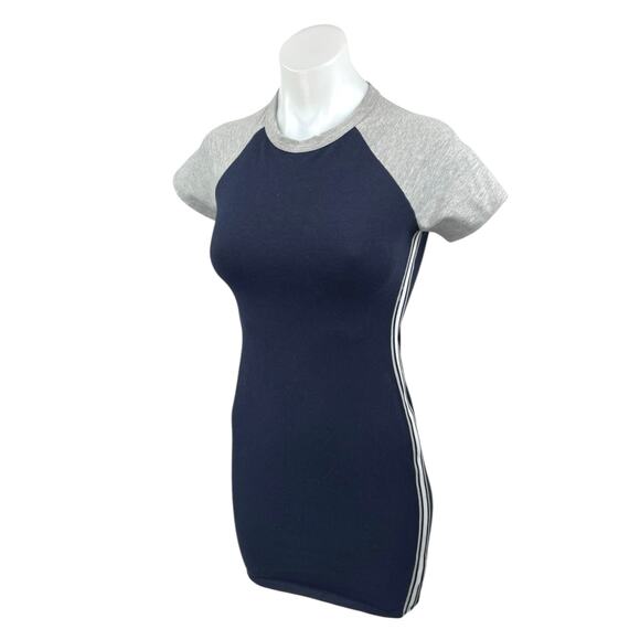 Urban Outfitters Blue Gray Short Sleeve Colorblock T Shirt Mini Bodycon Dress XS - Picture 3 of 7